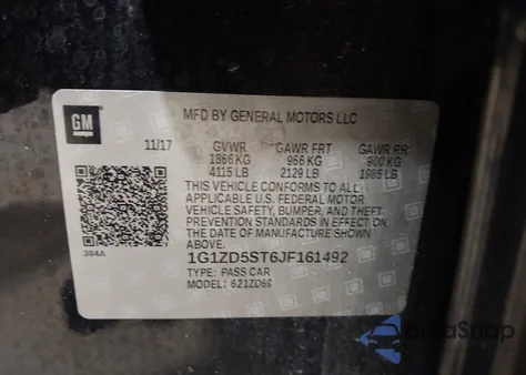 2018 Chevrolet Malibu Lt from USA, damaged, VIN 1G1ZD5ST6JF161492
